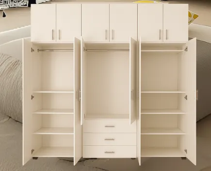 Dressing  Blanc Spacieux 6 Portes et Tiroirs – Meuble Rangement