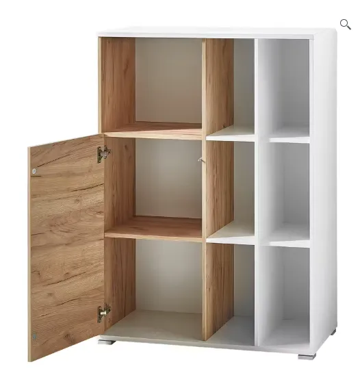 Pack bureau d’angle avec tiroirs et bibliothèque assortie