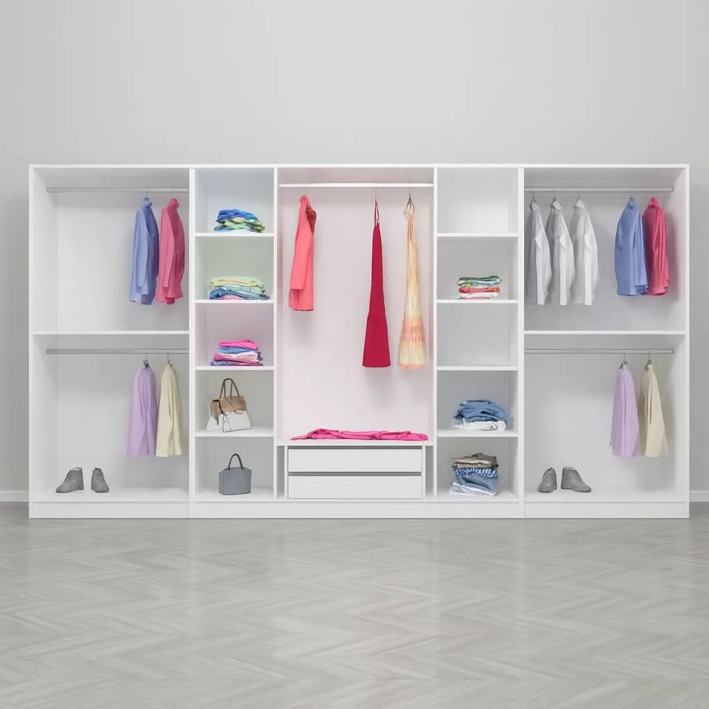 Grand Dressing Mural Intégré Blanc – Rangement Chambre sur Mesure